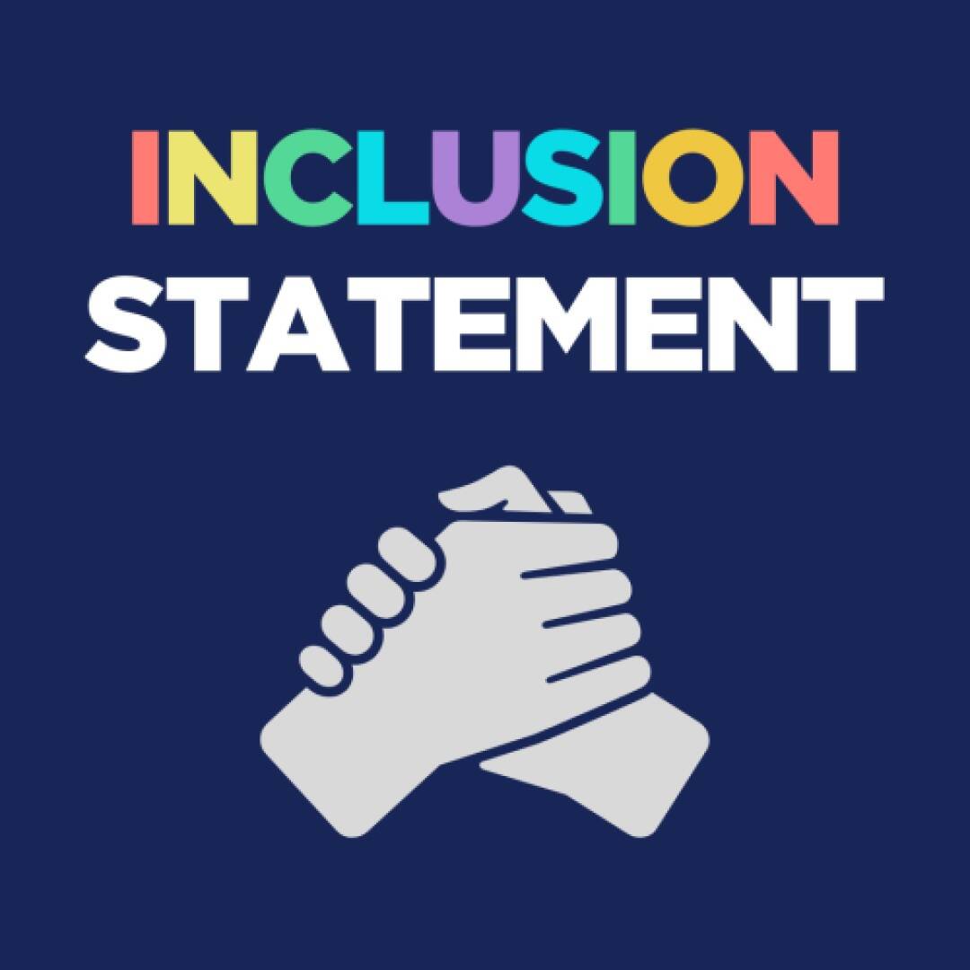 Hands clasped together with the words "Inclusion Statement" above.